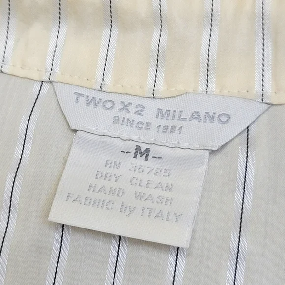 ITALIAN FABRIC Adorable Stripe Peplum Blouse with Pearl Buttons Size M - Picture 7 of 11